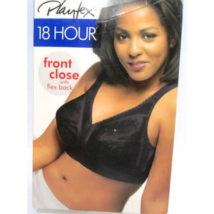 NEW Playtex Black 42DD Front-Close 18 Hour Wire Free Bra with Flex Back